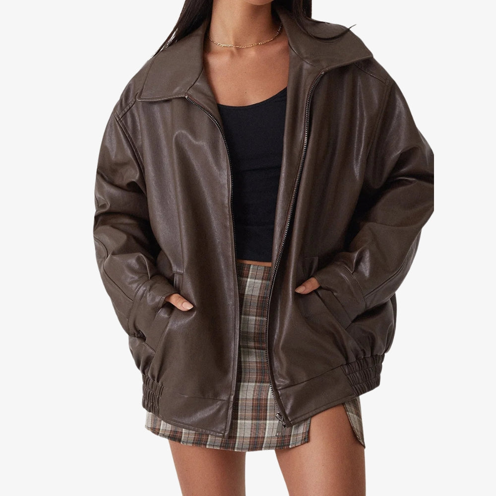 Levrae | Women’s Leather Bomber Jacket